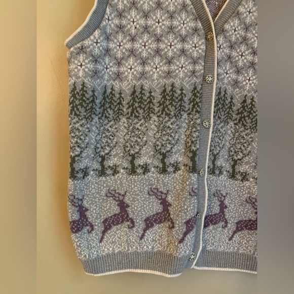 Northern reflections sweater vest vintage winter trees deer - Picture 2 of 7